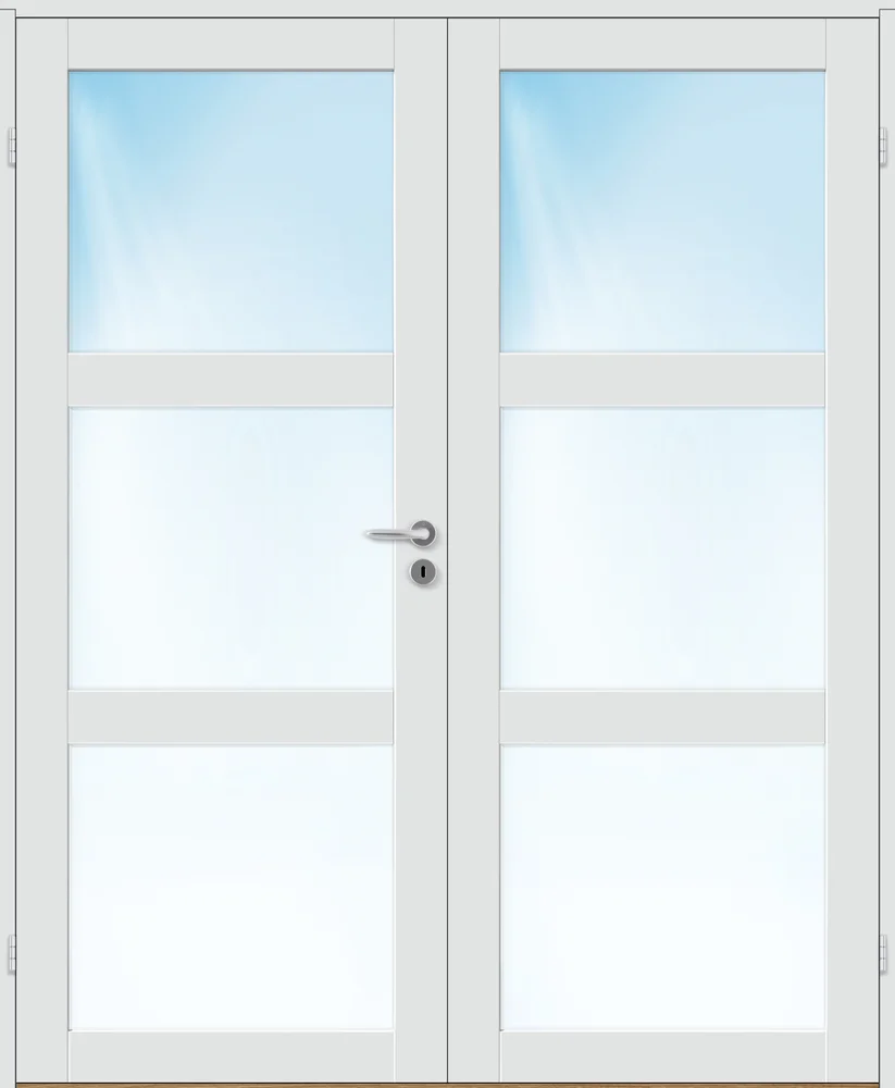 Dobbel innerdør 173×210 Base 3 med glass hvit v:8385336