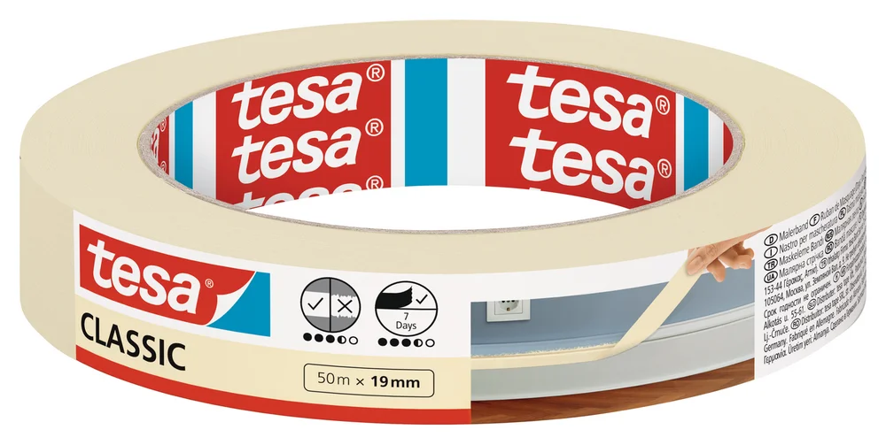 Maskeringstape Classic 50mx19mm Hvit – Tesa v:4193765