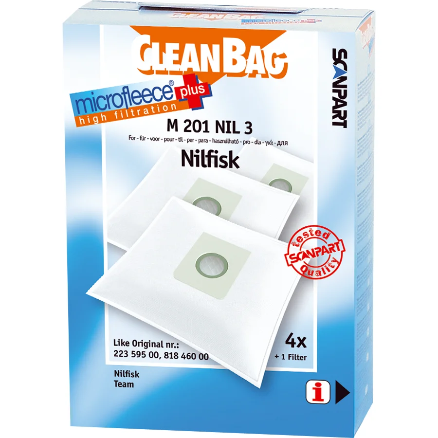 CLEANBAG STØVSUGERPOSE M 201 NIL 3 4-PK v:8665125 CLEANBAG STØVSUGERPOSE M 201 NIL 3 4-PK v:8665125