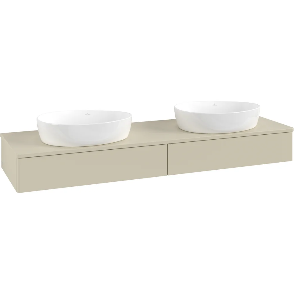 V&B ANTAO SERVANTSKAP 2 SKUFFER GLATT 1600X190X500 FOR 2 SERV. U/KRANHULL M/LYS SILKEGRÅ v:1598428