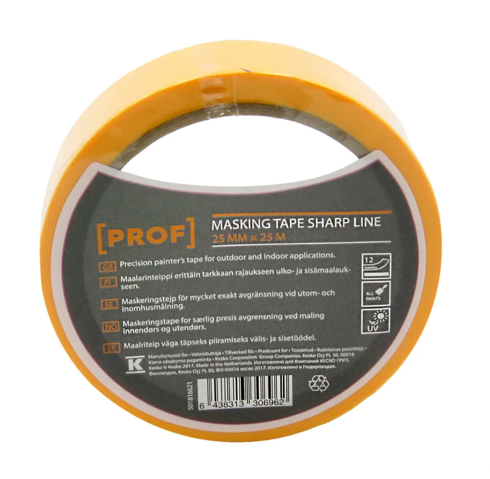 Maskeringstape Skarpe linjer 25mx25mm – PROF v:8946303