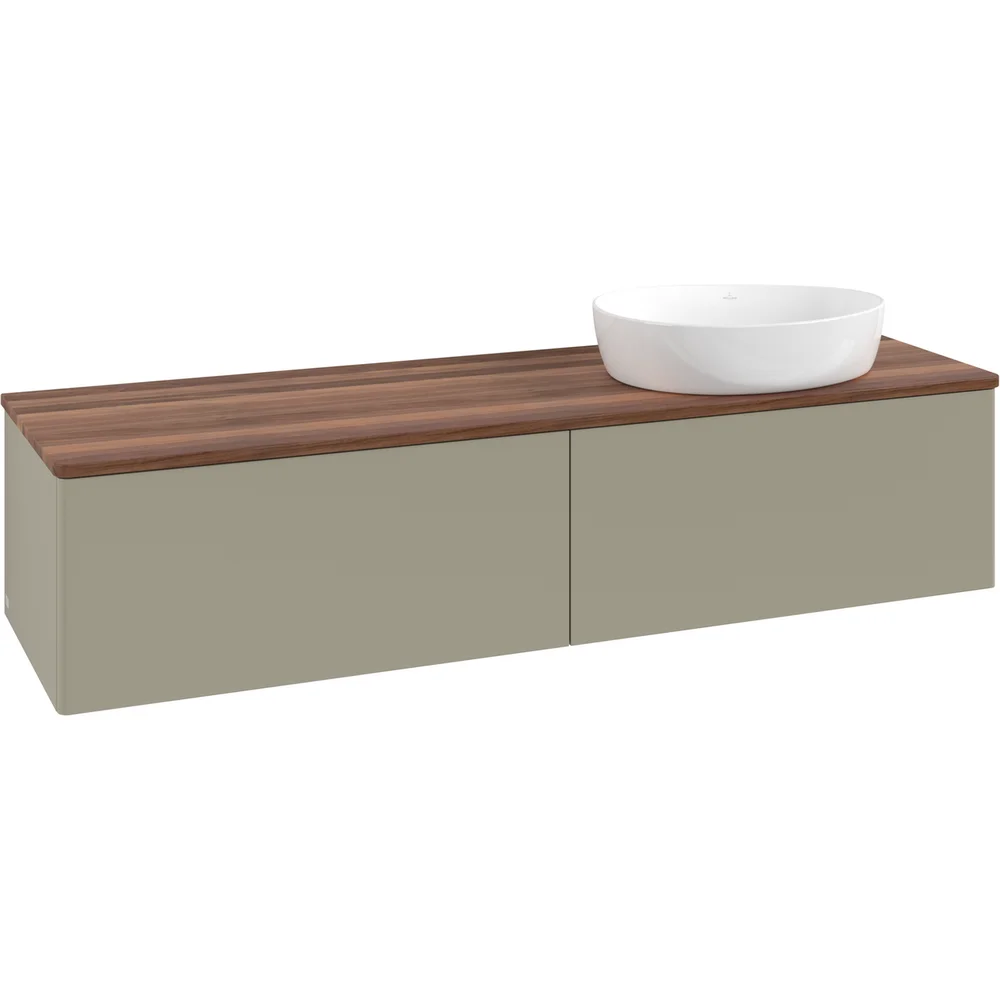 V&B ANTAO SERVANTSKAP 2 SKUFFER GLATT 1600X360X500 HØYRE U/KRANHULL STENGRÅ/VALNØTT v:3925232