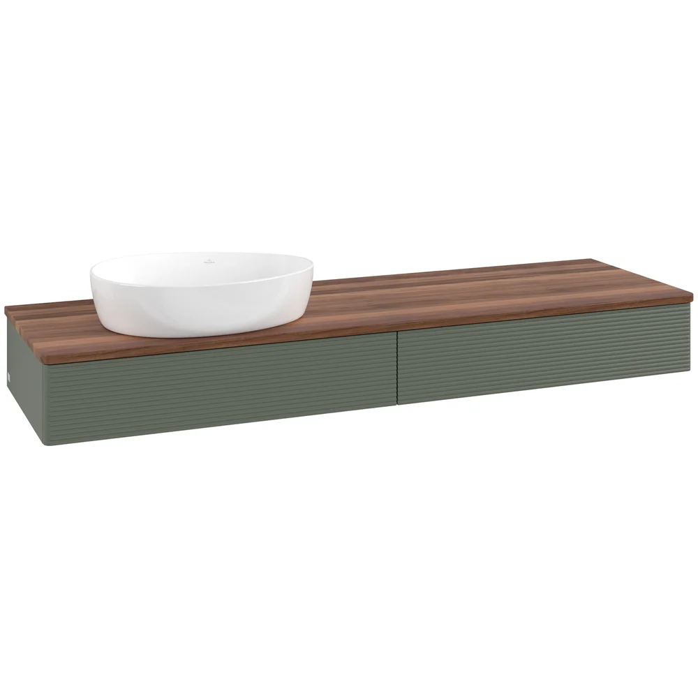 V&B ANTAO SERVANTSKAP 2 SKUFFER RILLET 1600X190X500 VENSTRE U/KRANHULL GRØNN/VALNØTT v:8146162