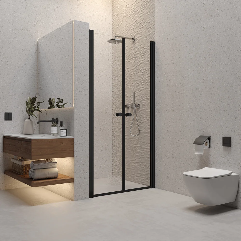 CELESTE DOBBEL NISJEDØR 5MM 90-95X190 CM M/ SIKKERHETSFOLIE, SORT v:8026003