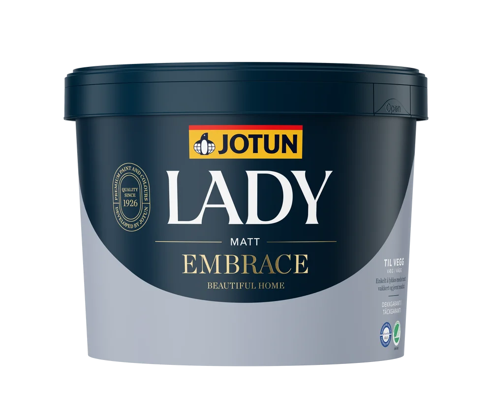 LADY Embrace matt veggmaling Hvit A-base 9 l fra Jotun v:5328554
