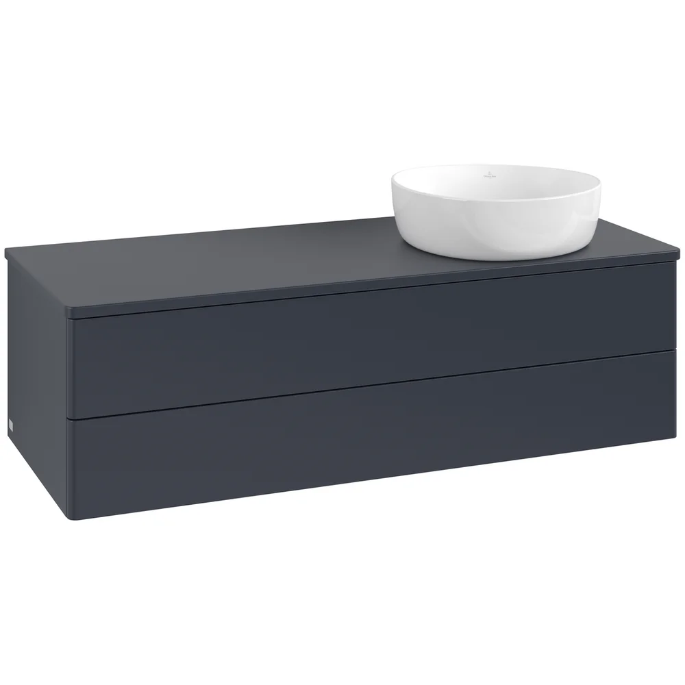 V&B ANTAO SERVANTSKAP 2 SKUFFER GLATT 1200X360X500 HØYRE U/KRANHULL BLÅ v:2458567