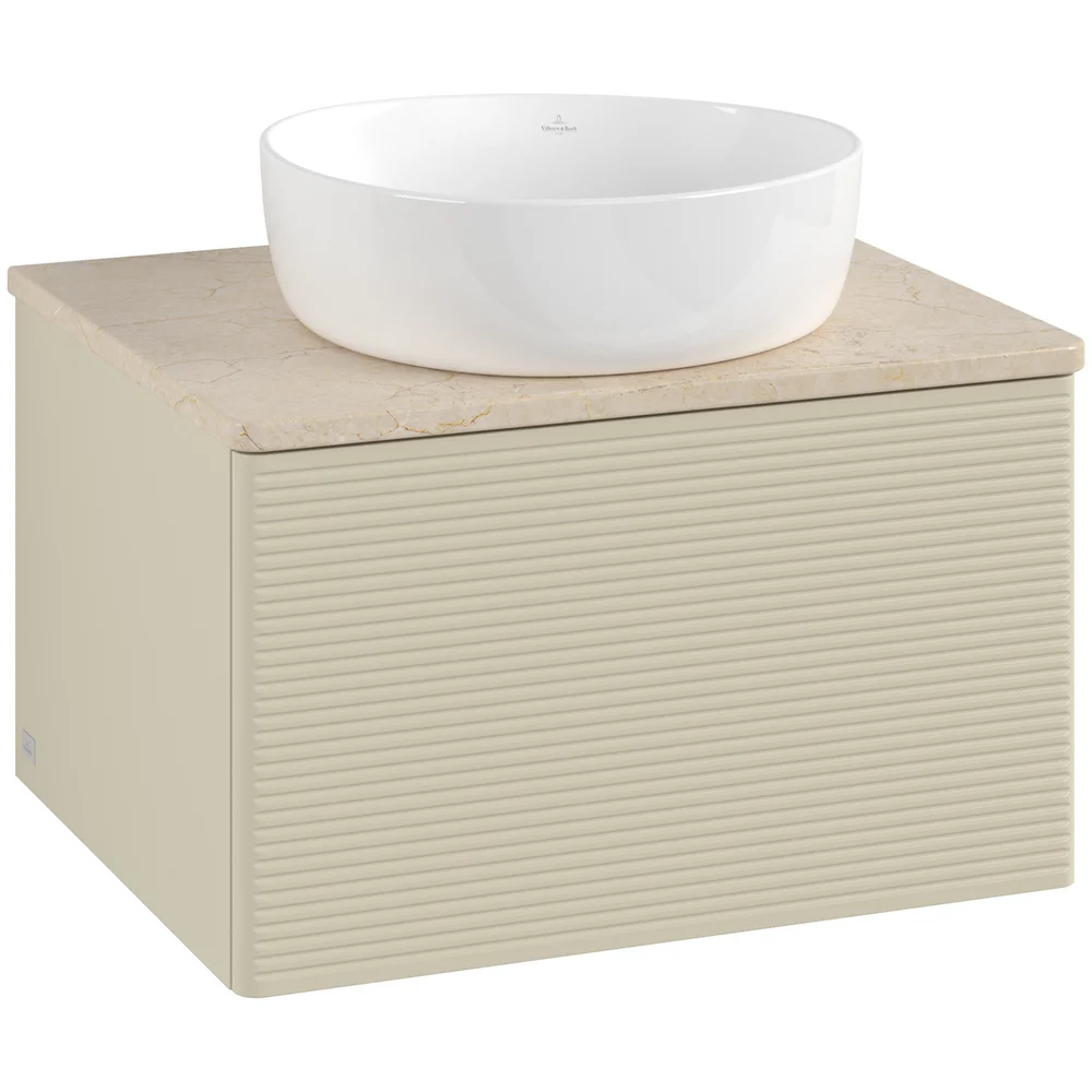 V&B ANTAO SERVANTSKAP 1 SKUFF RILLET 600X360X500 U/KRANHULL SILKEGRÅ/CRÉME v:4347066
