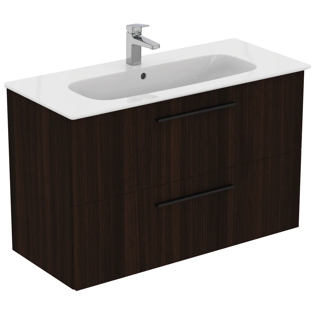 IDEAL STANDARD I.LIFE A BADEROMSMØBEL 1040X460 COFFEE OAK M/SORT HÅNDTAK v:3113450