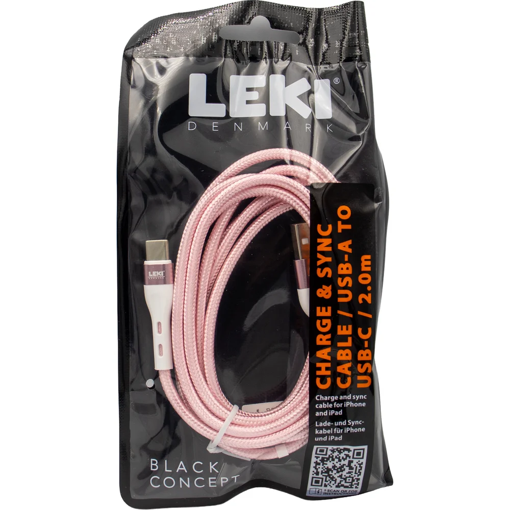 LEKI DENMARK BRAIDED PINK CABLE USB-A TO USB-C 2.0 M v:4352902 LEKI DENMARK BRAIDED PINK CABLE USB-A TO USB-C 2.0 M v:4352902