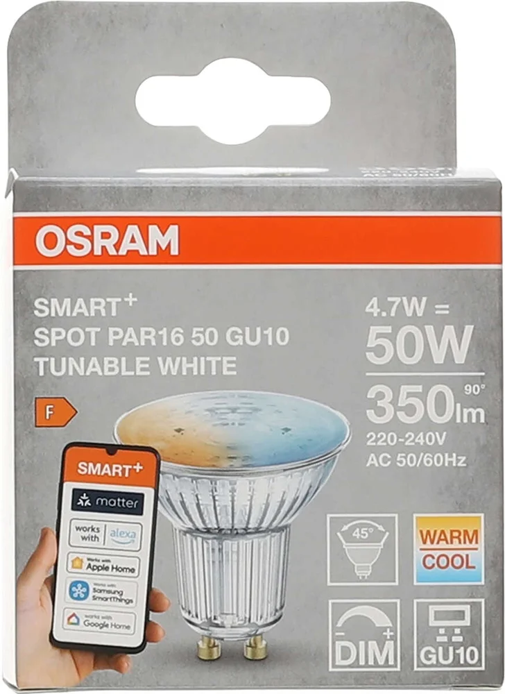 OSRAM SMART+ MATTER Tunable White Spot PAR16 50 45° 4.7W GU10 v:8005650 OSRAM SMART+ MATTER Tunable White Spot PAR16 50 45° 4.7W GU10 v:8005650
