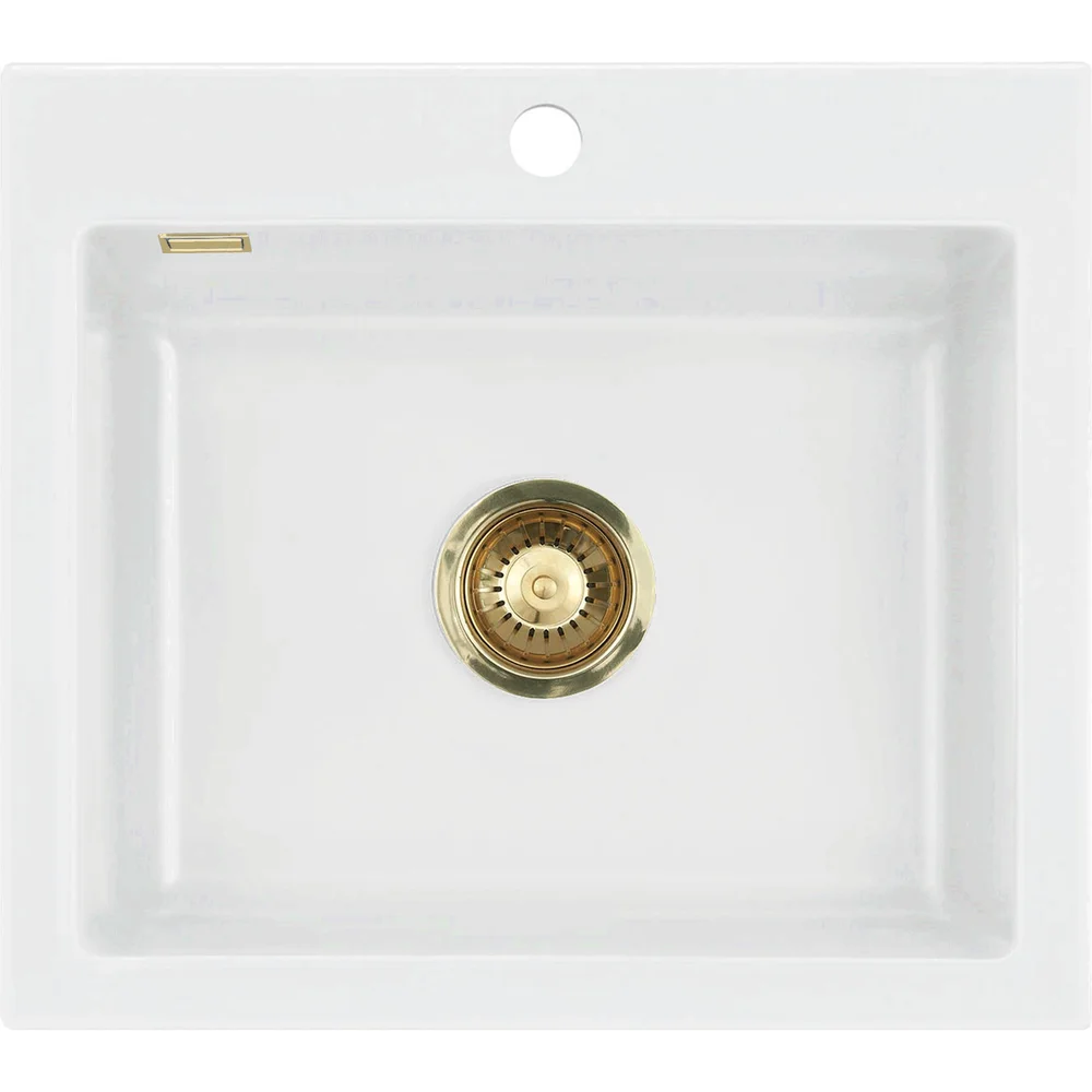 LAVABO MERA 57 KERAMIKK KJØKKENVASK HVIT M/MESSING BUNNVENTIL v:6858568