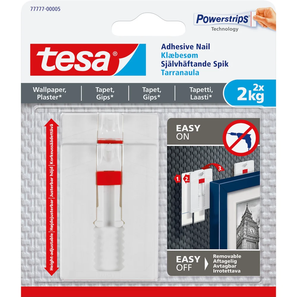 TESA JUSTERBAR LIMSPIKER TAPET OG GIPS 2X2KG v:7589103