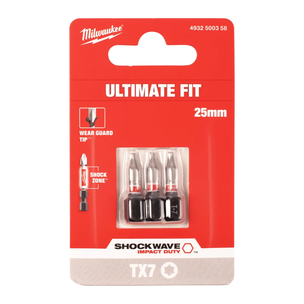 Milwaukee Bits Shockwave TX7, 25 mm, 3-pakning v:1366322