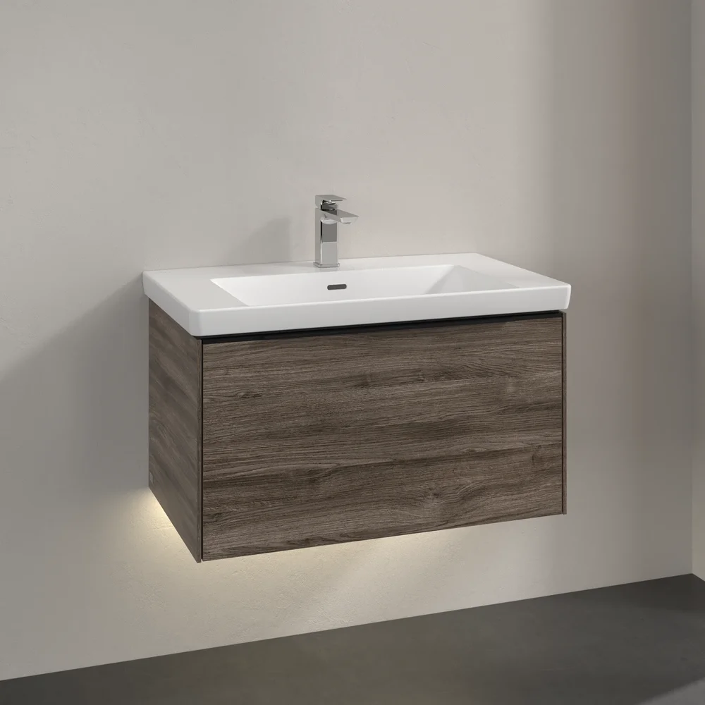 V&B SUBWAY 3.0 SERVANTSKAP 77X42 STONE OAK M/LYS HÅNDTAK I VOLCANO BLACK v:6722063