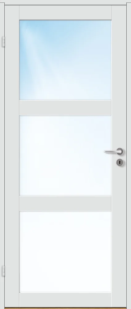 Innerdør Base 3 med klart glass hvit 70x190 cm v:6814498