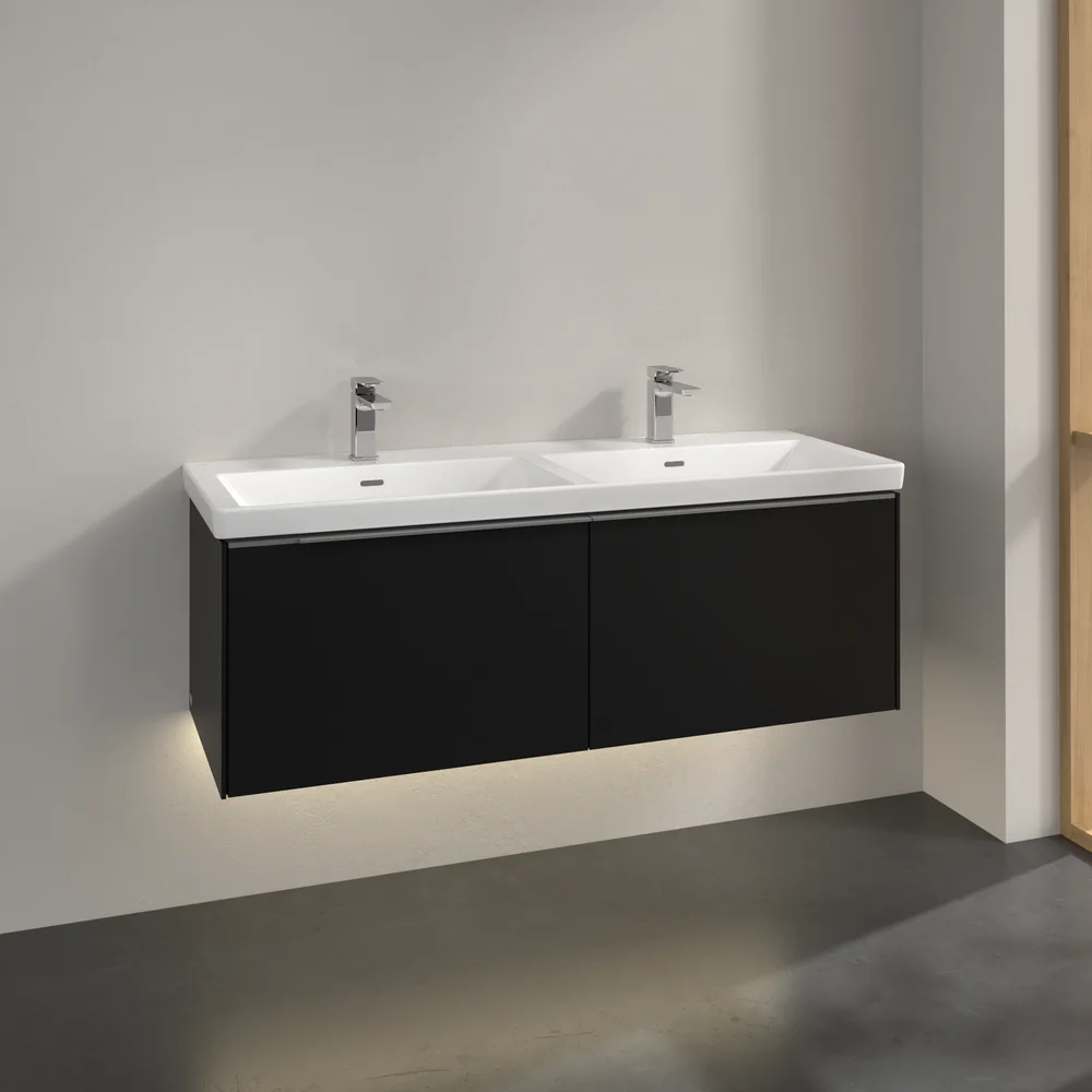 V&B SUBWAY 3.0 SERVANTSKAP 127X42 F/DOBBEL SERVANT VOLCANO BLACK M/LYS HÅNDTAK I KROM v:7996775