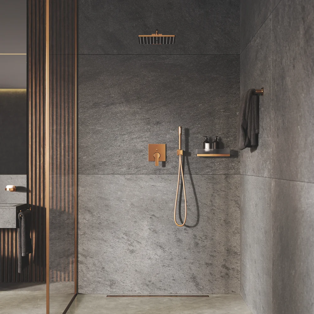 GROHE EUPHORIA CUBE HÅNDDUSJUTTAK M/HOLDER BØRSTET WARM SUNSET v:6293889 GROHE EUPHORIA CUBE HÅNDDUSJUTTAK M/HOLDER BØRSTET WARM SUNSET v:6293889