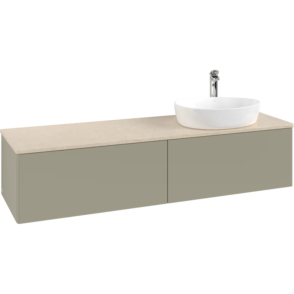 V&B ANTAO SERVANTSKAP 2 SKUFFER GLATT 1600X360X500 HØYRE M/KRANHULL STENGRÅ/CRÉME v:5691943
