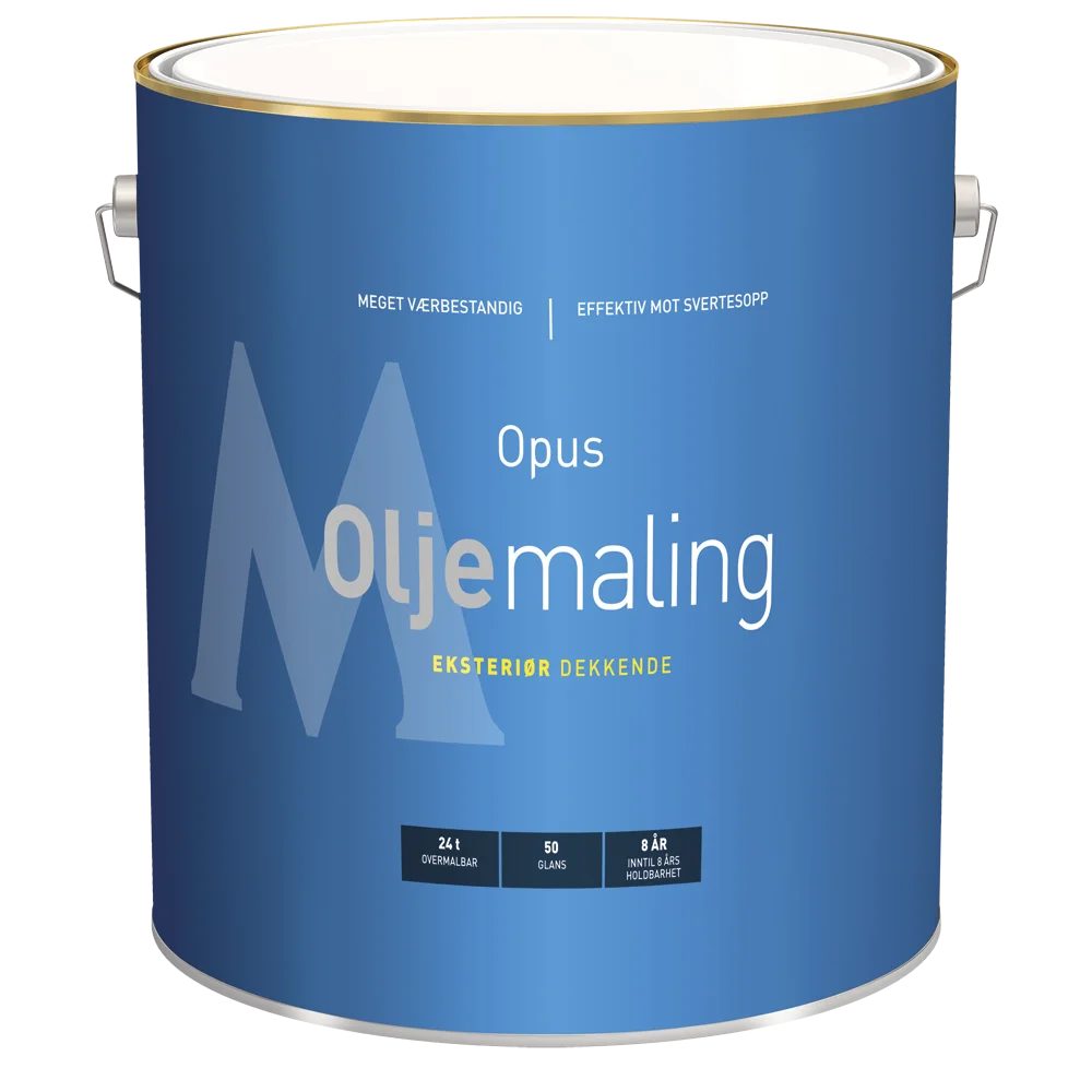 Opus Oljemaling 50 eksteriør base hvit 9 liter, halvblank og dekkende v:3550180