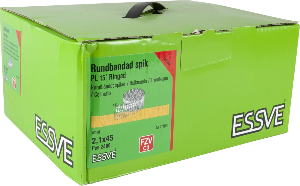 Spiker coil 15gr 2,1x45 fzv -2400 plastbåndet 15 grader varmforsinket v:8160560