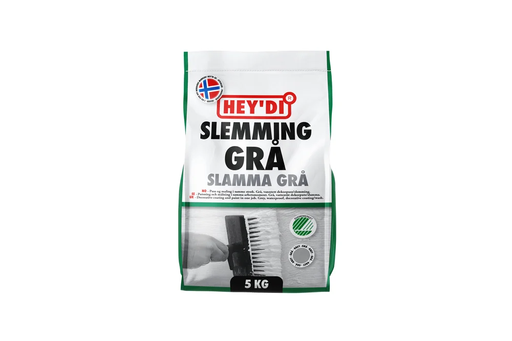 Heydi slemming grå 5 kg – vanntett slemming til mur og betong v:2597234 Heydi slemming grå 5 kg – vanntett slemming til mur og betong v:2597234