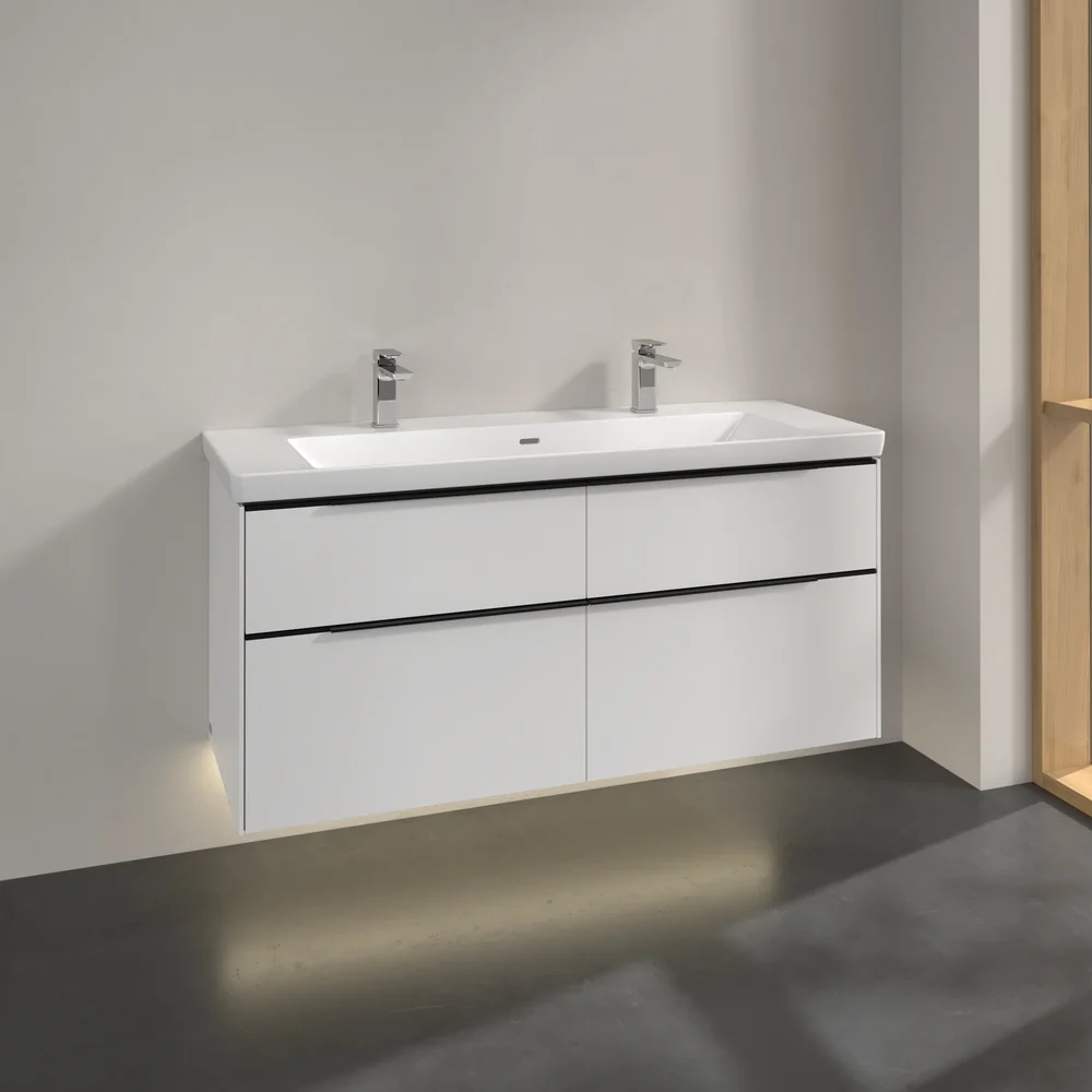 V&B SUBWAY 3.0 SERVANTSKAP 127X57 PURE WHITE M/LYS HÅNDTAK I VOLCANO BLACK v:4337796