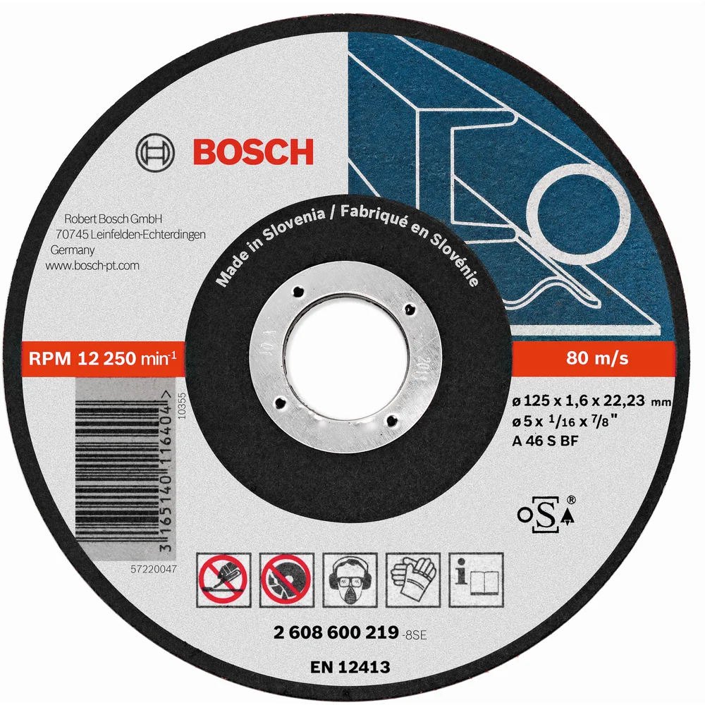 BOSCH KAPPESKIVE RETT MET. Ø125X22.2X1.6 K46 v:1154006