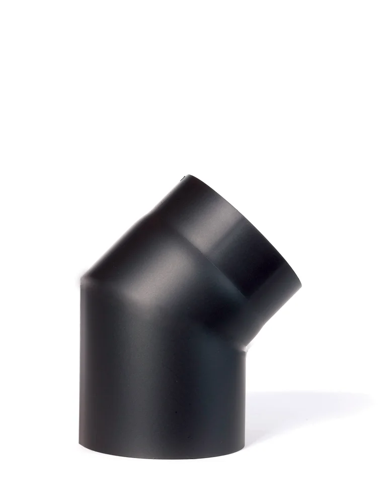 RØKRØR KNE Ø125X45° KORT SORT LAKK v:8891371