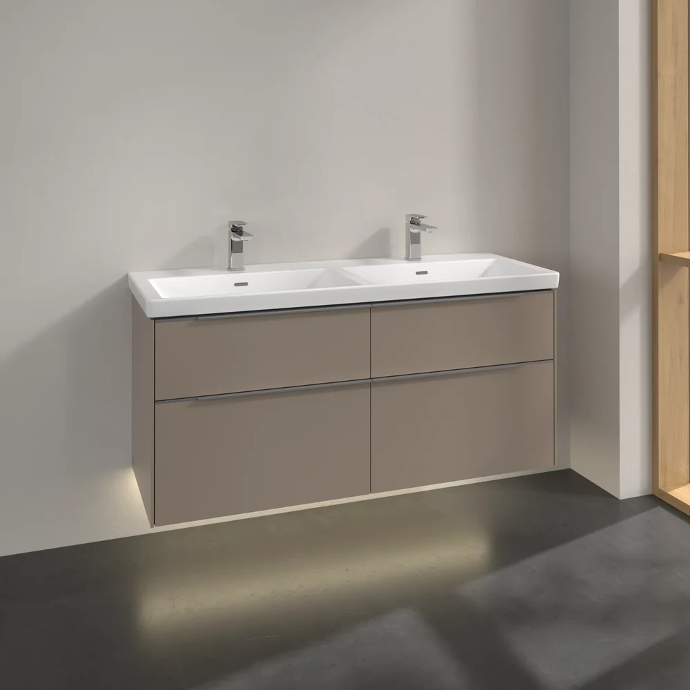 V&B SUBWAY 3.0 SERVANTSKAP 127X57 F/DOBBEL SERVANT TAUPE M/LYS HÅNDTAK I KROM v:6058816