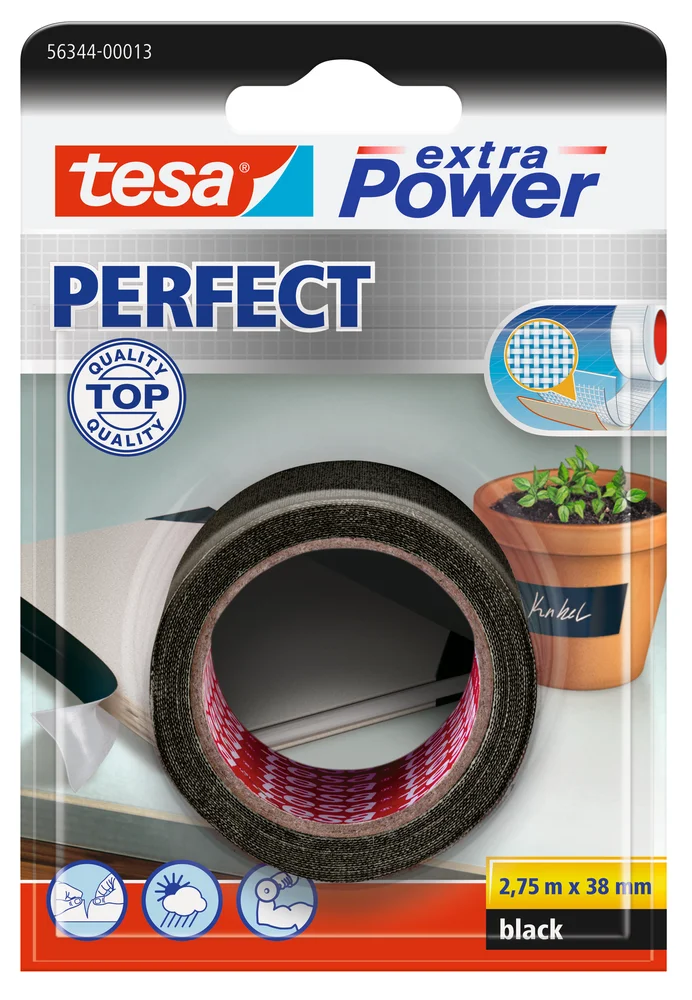 Tekstiltape Extra power Perfect 2,75mx38mm Svart – Tesa v:8842226