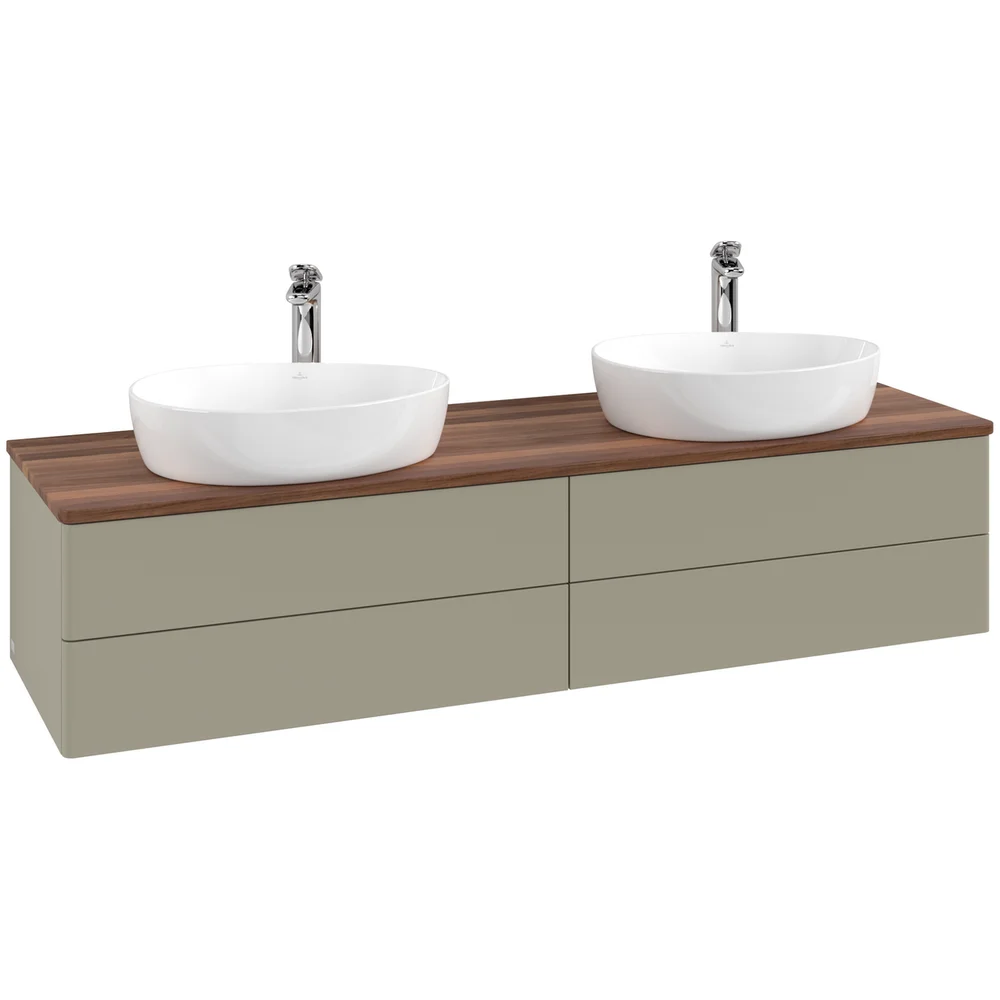 V&B ANTAO SERVANTSKAP 4 SKUFFER GLATT 1600X360X500 FOR 2 SERV. M/KRANHULL STENGRÅ/VALNØTT v:4216899