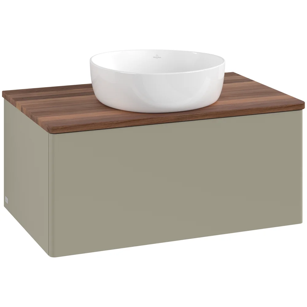 V&B ANTAO SERVANTSKAP 1 SKUFF GLATT 800X360X500 U/KRANHULL STENGRÅ/VALNØTT v:3706146