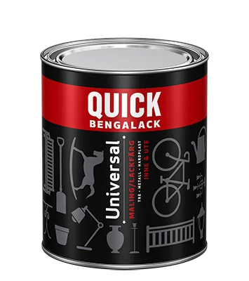 Quick Bengalack Universal sort blank 0,75 l – hard høyglans på metall og tre v:1913200