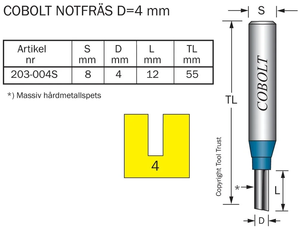 Cobolt HM-notfres 4 mm, borende og massiv v:1014917