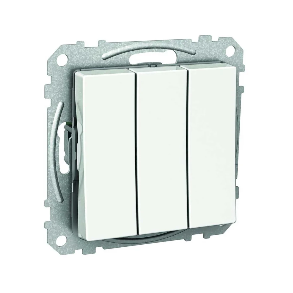 Schneider Electric Strømbryter, kvadratisk vippe, uten klør, hvit. v:8860310