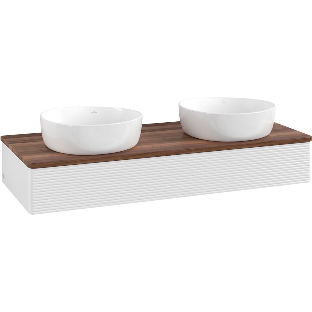 V&B ANTAO SERVANTSKAP 1 SKUFF RILLET 1200X190X500 FOR 2 SERV. U/KRANHULL M/LYS HVIT/VALNØTT v:5430872