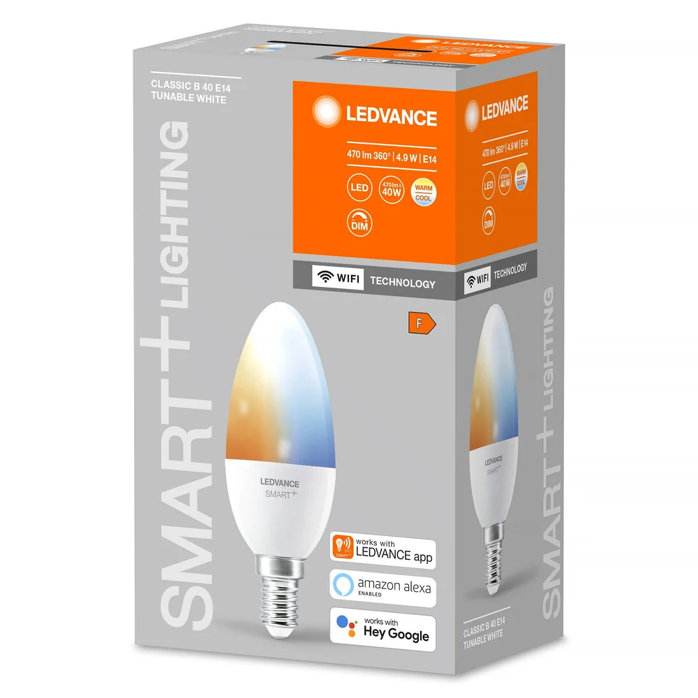 LED-lampe krone, smart Wi Fi, dimbar, E14, 4,9 W v:8881329 LED-lampe krone, smart Wi Fi, dimbar, E14, 4,9 W v:8881329