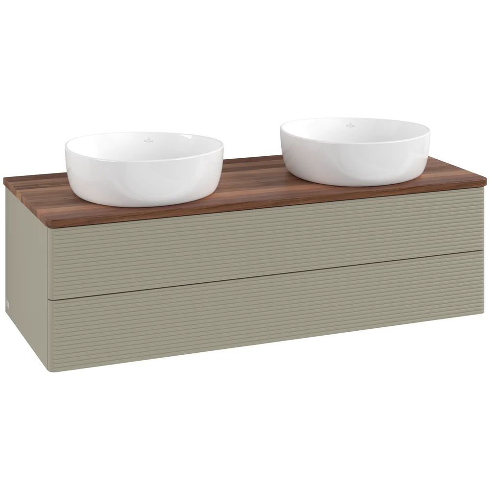 V&B ANTAO SERVANTSKAP 2 SKUFFER RILLET 1200X360X500 FOR 2 SERV. U/KRANHULL STENGRÅ/VALNØTT v:6236444