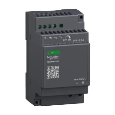 Schneider Electric Strømforsyning, Modicon, 100-240 V AC > 24 V DC, 2,5 A, 1-fase, normmontering. v:9467643