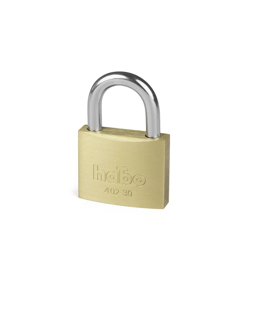 Hengelås habo 402-30 messing bk bøyle av forkrommet stål v:4326568 Hengelås habo 402-30 messing bk bøyle av forkrommet stål v:4326568