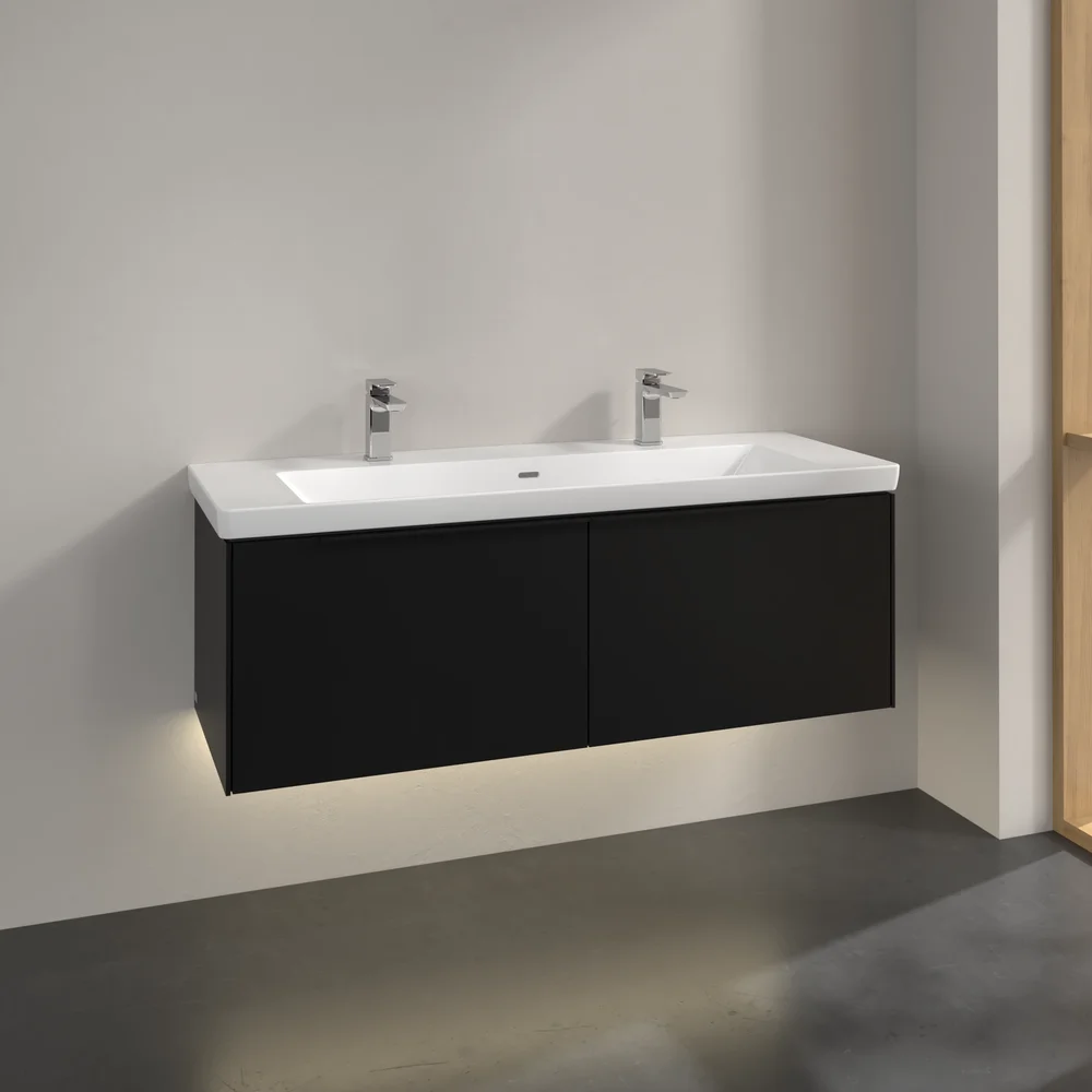 V&B SUBWAY 3.0 SERVANTSKAP 127X42 VOLCANO BLACK M/LYS HÅNDTAK I MØBELETS FARGE v:9755501