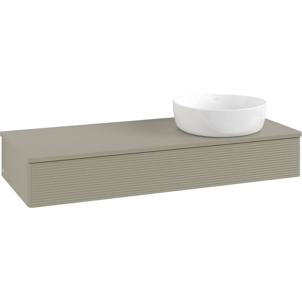 V&B ANTAO SERVANTSKAP 1 SKUFF RILLET 1200X190X500 HØYRE U/KRANHULL M/LYS STENGRÅ v:2397496