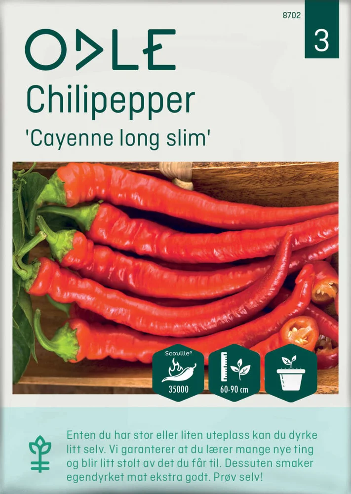 Odle 'Cayenne long slim' chilipepper frø v:3694965 Odle 'Cayenne long slim' chilipepper frø v:3694965